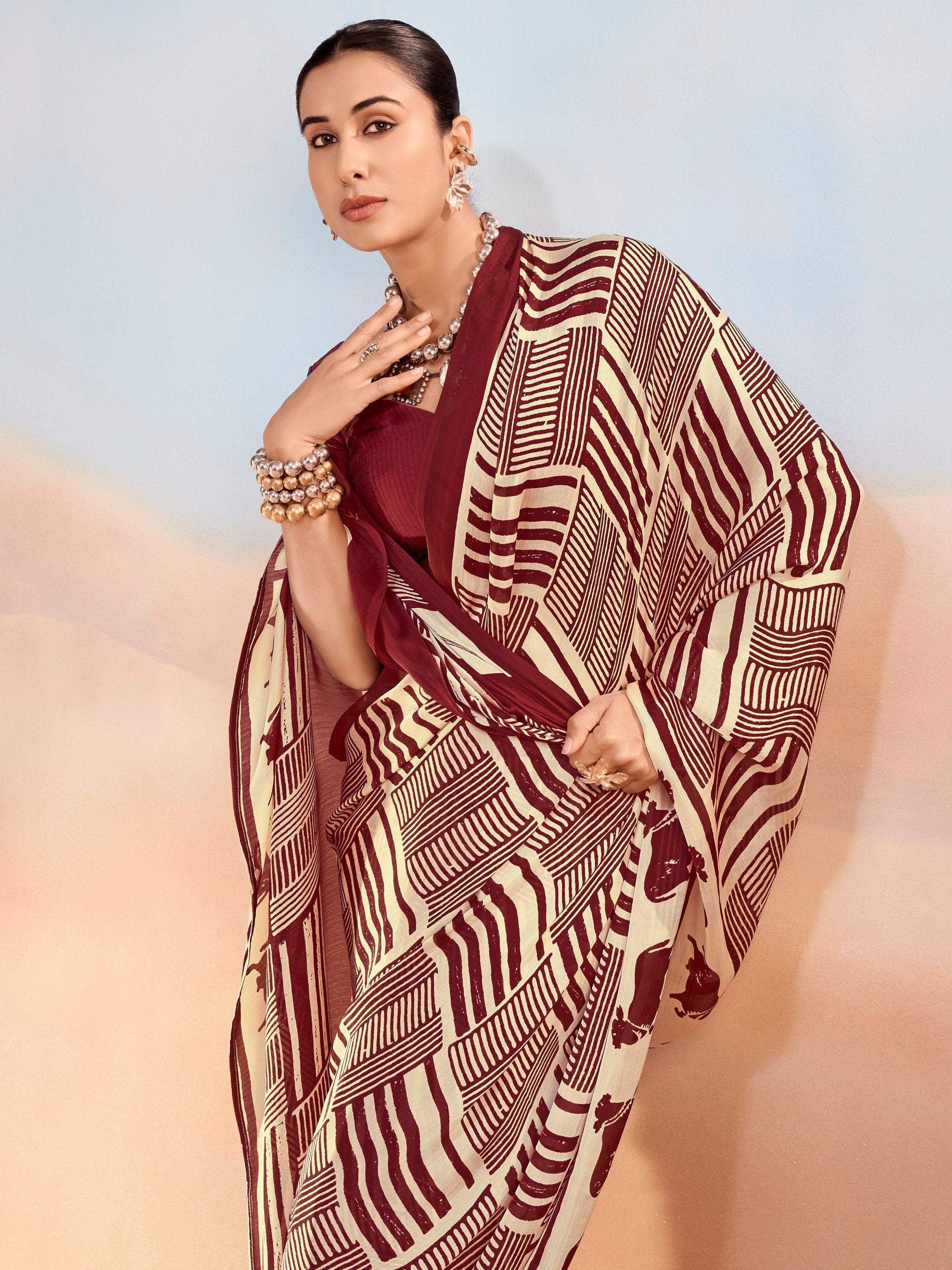Maroon Satin Saree With Blouse - Perfect Festive Wear Maroon Satin Saree With Blouse - Perfect Festive Wear