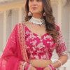 Pink Zari Work Pure Viscose Jacquard Lehenga Choli - View 4