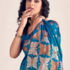 Blue Banarasi Silk Zari Weaving Wedding Saree & Blouse Front View in Rich Embroidery Details for ...