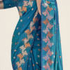Blue Banarasi Silk Zari Weaving Wedding Saree & Blouse - View 3
