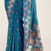 Blue Banarasi Silk Zari Weaving Wedding Saree & Blouse - View 4