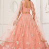 Peach Embroidered Lehenga Choli for Wedding & Party - View 3