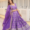 Lavender Wedding Lehenga Choli with Viscose Jacquard Embroidery | Ethnic Race - View 3