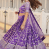 Lavender Wedding Lehenga Choli with Viscose Jacquard Embroidery | Ethnic Race - View 4