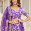 Lavender Wedding Lehenga Choli with Viscose Jacquard Embroidery | Ethnic Race - View 6