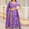 Lavender Wedding Lehenga Choli with Viscose Jacquard Embroidery | Ethnic Race - View 2