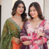 Orange Russian Silk Digital Floral Printed Anarkali Gown | Ethnic Race - View 18