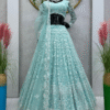 Sky Blue Embroidered Lehenga Choli for Parties | Ethnic Race - View 6