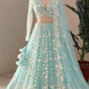 Sky Blue Embroidered Lehenga Choli for Parties | Ethnic Race - View 3