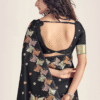 Black Banarasi Silk Saree with Blouse - Elegance & Sophistication - View 3
