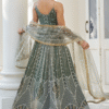 Dusty Green Thread Work Lehenga Choli with Dupatta | Party Wear - View 3