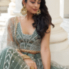 Dusty Green Thread Work Lehenga Choli with Dupatta | Party Wear - View 4