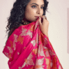 Rani Pink Banarasi Silk Saree with Zari Weaving Work | Back view of this exquisite pink saree, hi...