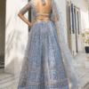 Light Blue Wedding Lehenga Choli with Butterfly Net Thread Embroidery - View 3