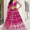 Dark Pink Net Thread Embroidery Lehenga Choli Set Back Detail from Ethnic Race - Buy Best Traditi...