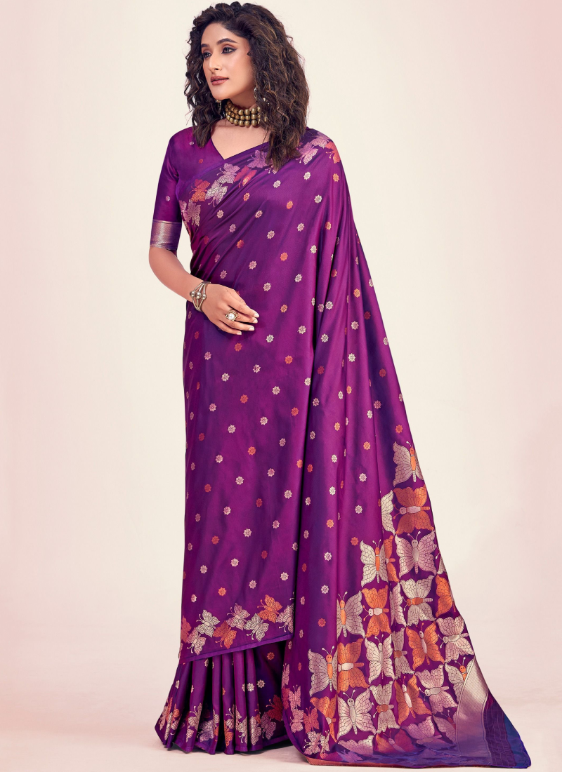 Purple Banarasi Saree for Wedding Purple Banarasi Saree for Wedding