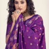 Purple Banarasi Saree for Wedding - View 2