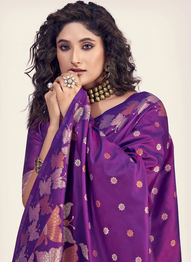 Purple Banarasi Saree for Wedding Purple Banarasi Saree for Wedding