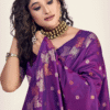 Purple Banarasi Saree for Wedding - View 3