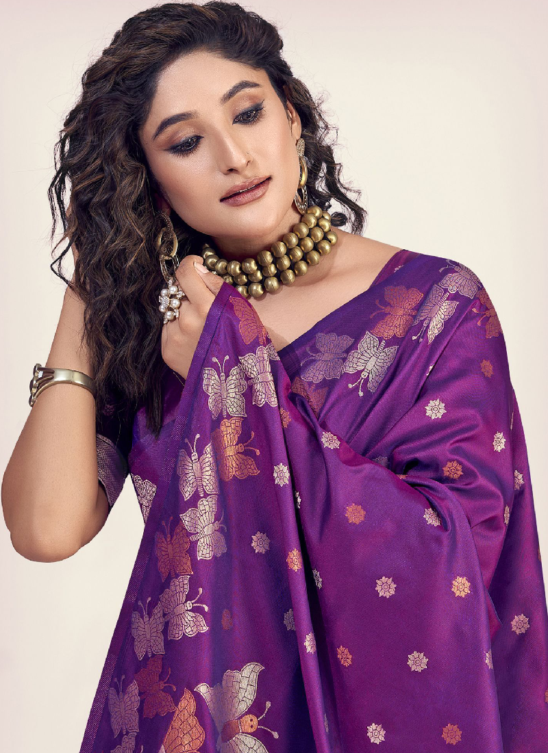 Purple Banarasi Saree for Wedding Purple Banarasi Saree for Wedding