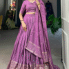 Purple Zari Weaving Lehenga Choli — Elegant Indian Outfit - Front View