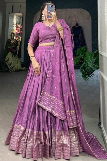 Purple Zari Weaving Lehenga Choli — Elegant Indian Outfit