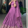 Purple Zari Weaving Lehenga Choli — Elegant Indian Outfit - Back View