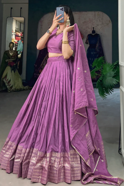 Purple Zari Weaving Lehenga Choli — Elegant Indian Outfit