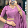 Purple Zari Weaving Lehenga Choli — Elegant Indian Outfit - Close-up