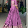 Purple Zari Weaving Lehenga Choli — Elegant Indian Outfit - Detail