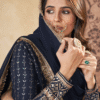 Foil Work Accentuates the Intricate Details on this Navy Blue Lehenga Choli Perfect for Indian We...