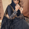 Navy Blue Lehenga Choli Styled with Traditional Jewelry and Hair Accessories, Ideal for Indian We...