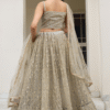 Ivory net lehenga choli with sequence work worn by model for a stylish reception look. Lehenga Ch...