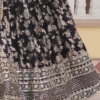 Close-up of Black Floral Lehenga Choli's Embroidered Floral Pattern on the Choli, a Fashionable C...