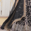 Black Floral Lehenga Choli Back View with Flared Lehenga and Matching Choli Perfectly Designed fo...