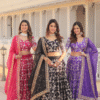 Lavender Wedding Lehenga Choli with Viscose Jacquard Embroidery | Ethnic Race - View 10