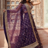 Ethnic Wear Masterpiece: Purple Georgette Lehenga Choli Back View with Flared Hem | Ethnic Race