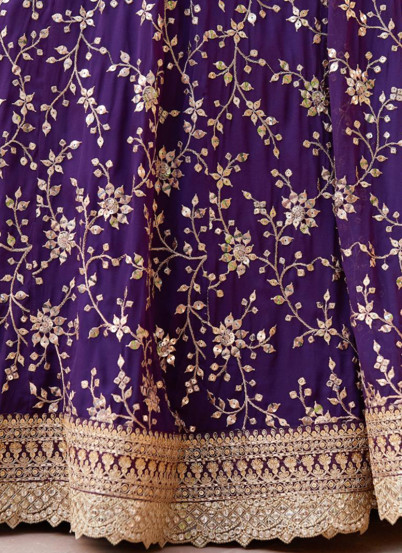 Purple Georgette Lehenga Choli - Party Wear Embroidered Masterpiece | Ethnic Race Purple Georgette Lehenga Choli - Party Wear Embroidered Masterpiece | Ethnic Race