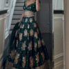 Green Bridal Lehenga Choli with Heavy Embroidery Back View.jpg
