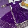 Purple Sequins Georgette Evening Wear Gown Dupatta - View 7