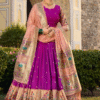 Close-up shot of the Purple Paithani Lehenga Choli's lehenga piece highlighting the beautiful jac...