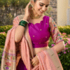 Detailed view of the Purple Paithani Lehenga Choli's choli top, featuring the elegant design and ...