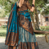 Sky Blue Jacquard Silk Lehenga Choli with Dupatta - View 3