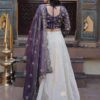Back view of gorgeous purple silk lehenga with dupatta