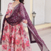 White Anarkali Gown with Dupatta - Digital Print and Embroidery Model Wearing.jpg