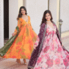 White Anarkali Gown with Dupatta - Digital Print and Embroidery | Ethnic Race - View 18