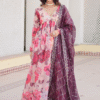 White Anarkali Gown with Dupatta - Digital Print and Embroidery Close-up of Neckline.jpg
