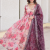 White Anarkali Gown with Dupatta - Digital Print and Embroidery Front View.jpg