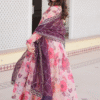 White Anarkali Gown with Dupatta - Digital Print and Embroidery Side Profile.jpg