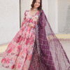White Anarkali Gown with Dupatta - Digital Print and Embroidery Dupatta Detail.jpg